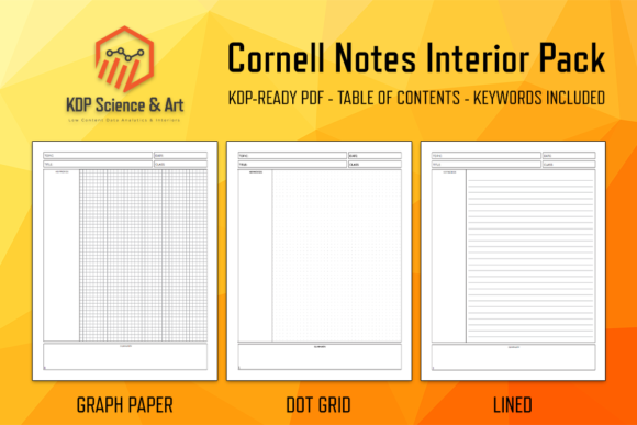 Cornell Notes Notebooks KDP Interiors: Editable Bundle