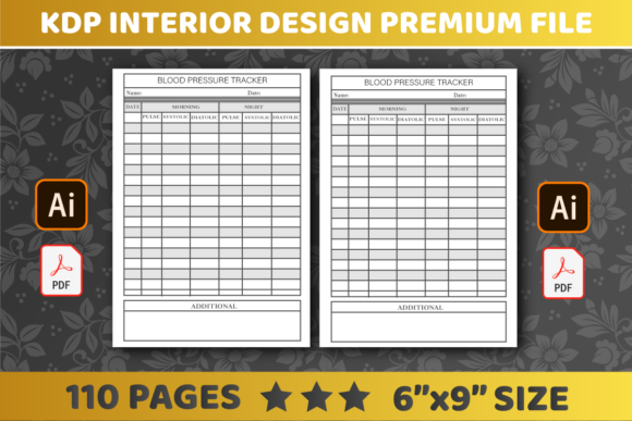 KDP Interiors Blood Pressure Tracker: Editable 6x9 Template