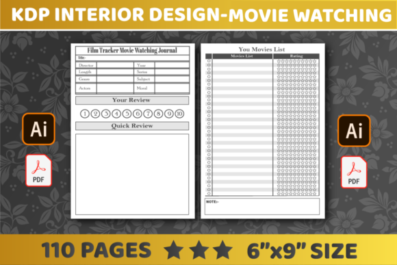 KDP Interiors: Movie Watching Journal for Modern Self-Publishers