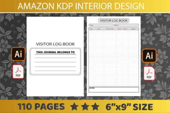 KDP Interiors Visitor Book Tracker: Editable 6x9 Template